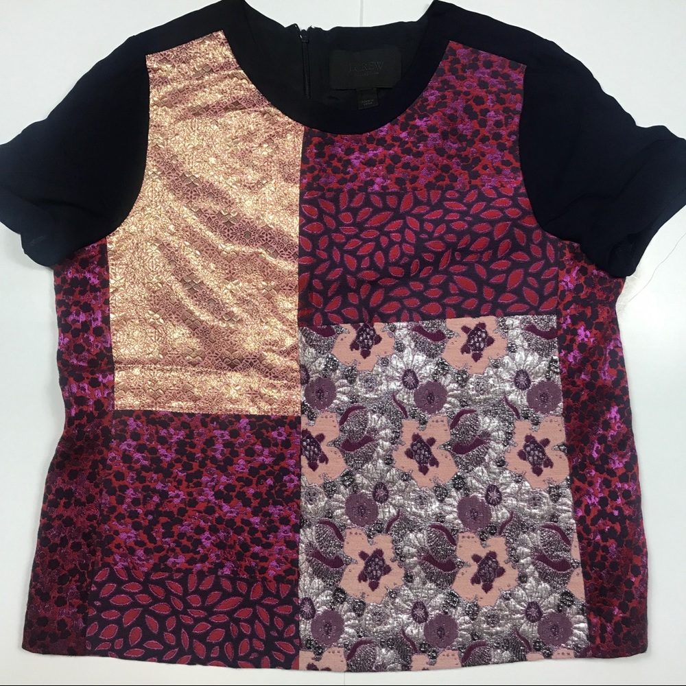J. CREW COLLECTION LARGE GEOMETRIC SHIRT TOP GOLD